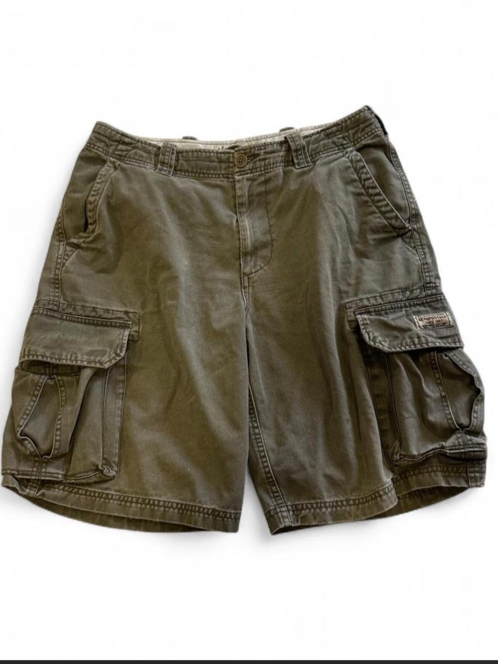 Vintage Y2K Khaki Cargo Utility A87 Heavy Worn Cotton Short Size 34 Aeropostale